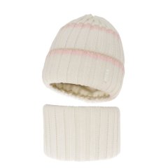Dívčí zimní komplet Judit – čepice a nákrčník v krémové