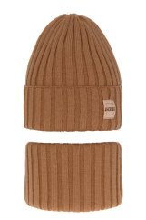 Komplet zimní čepice a tunel, hnědá Sula