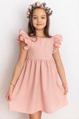Elegantní dívčí šaty pudrově růžové barvy