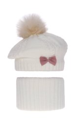 Dívčí zimní čepice a nákrčník Amora bílá