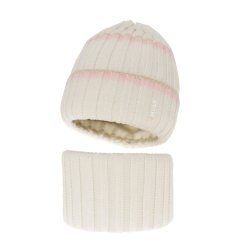 Dívčí zimní komplet Judit – čepice a nákrčník v krémové