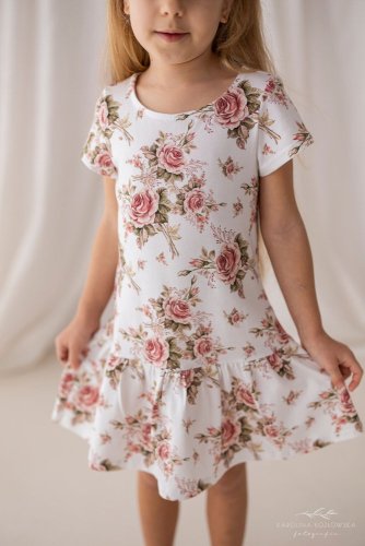 Květinové šaty, lily grey s krátým rukávem 