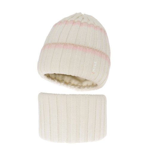 Dívčí zimní komplet Judit – čepice a nákrčník v krémové