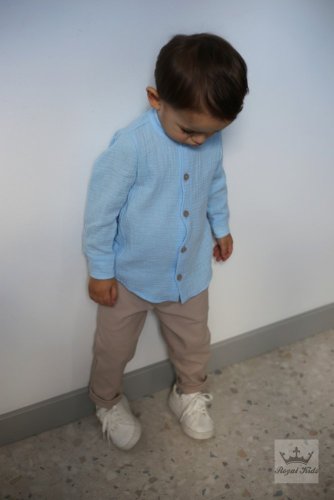 Stylová chlapecká košile v pastelově modré