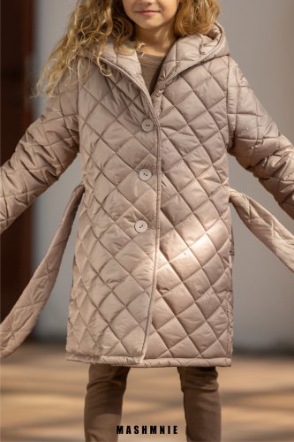 Stylový kabát s výrazným prošitím a zavazováním v pase