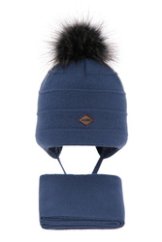 Komplet zimní chlapecký: čepice a šála modrá Tango