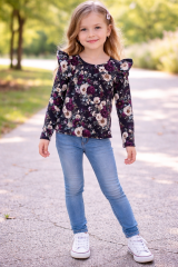 Dívčí květinová bluzka s volánky Dívčí květinová bluzka s volánky