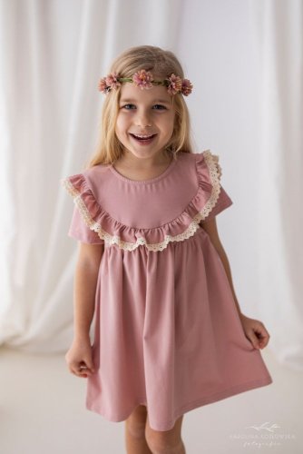 Dívčí šaty ve starorůžové barvě zančky lily grey, malivnka.cz