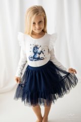 Bílá blůzka s modrým jednorožcem/malvinka.cz