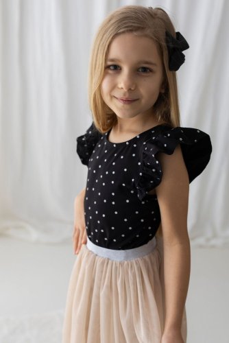 Dívčí tričko s puntíky a volánkovým rukávem/malvinka.cz