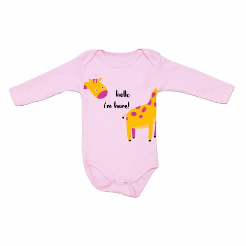 Bavlněné body růžové - Žirafa - Velikost oblečení: 1 měsíc