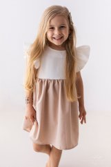 Stylové béžovo-bílé šaty pro malé princezny/malvinka.cz