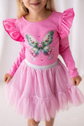 Růžová blůzka s potiskem motýla pro slečny