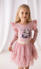 Růžová dívčí blůzka s koťátkem a růžemi Růžová dívčí blůzka s koťátkem a růžemi