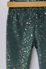 Zelené legíny se zlatými tečkami