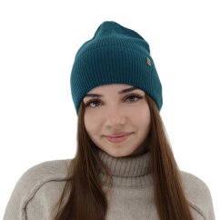 Dámská zimní čepice ze smaragdové merino vlny s kašmírem-Alineta