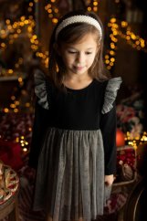 Dívčí šaty černé se stříbrnou sukní | Malvinka.cz