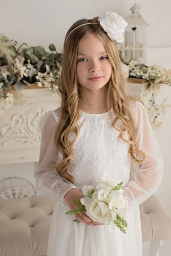 dívší šatičky sváteční bílé s dlouhými rukávy | malvinka.cz