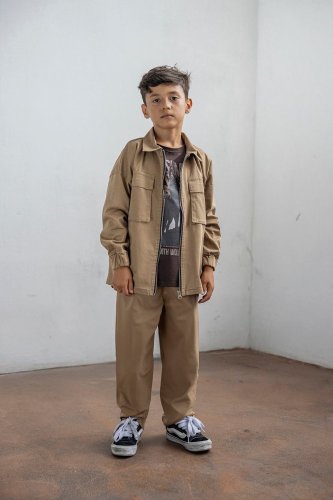 Hnědé chlapecké kalhoty MashMnie s gumou v pase Malvinka.cz