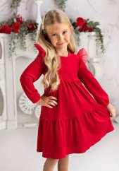 Červené slavnostní šaty pro holčičky s volánky a tylovými detaily