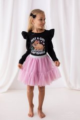 Dívčí blůzka s potiskem kapybary a volánkovými rukávy