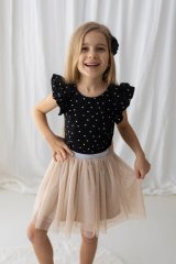 Dívčí tričko černé s puntíky a volánky – Lily Grey