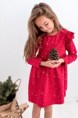 Šaty červené se zatými hvězdičkami Lily Grey |Malvinka.cz