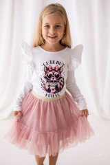 Stylová dívčí blůzka s kočičím motivem a růžovými detaily