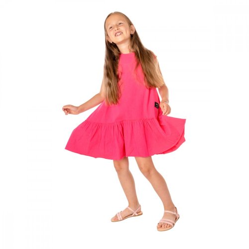 Dívčí šaty jednobarevné růžové - Barva: Růžová, Pohlaví: Dívčí, Velikost oblečení: 128 / 7-8 let