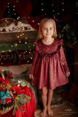 Elegantní dívčí šaty Lily Grey – bordó odstín se zlatým leskem pro výjimečné chvíle