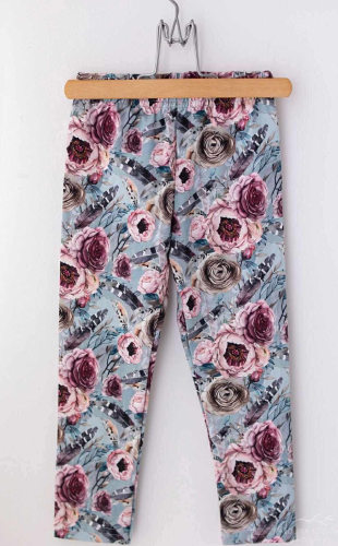 Dívčí legíny s jemným potiskem růží a listů