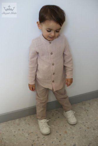 Stylová chlapecká košile v béžové – od malých po větší kluky