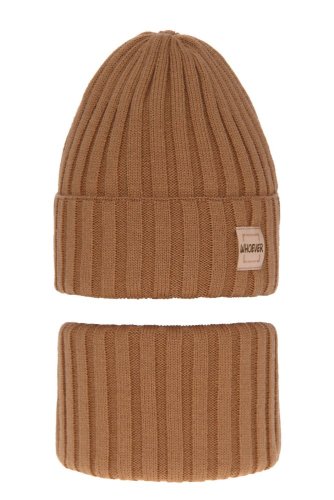 Komplet zimní čepice a tunel, hnědá Sula