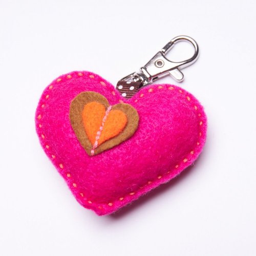Klíčenka Pink Heart tmavá - oranžové srdce