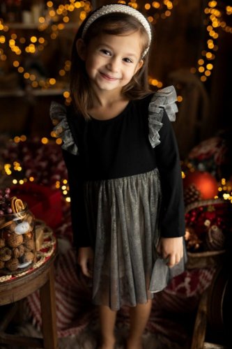 Dívčí šaty Lily Grey černá se stříbrnou sukní - Velikost oblečení: 110 - 5 let