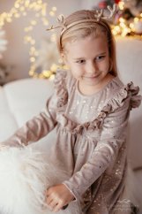 Dívčí šaty Lily Grey béžové se zlatými tečkami