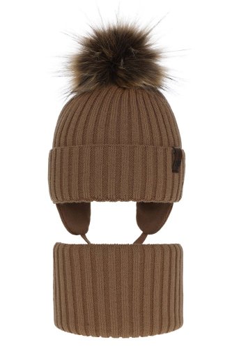 Klučičí čepice Puzel s nákrčníkem hnědá