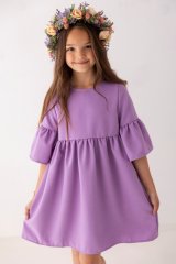 Fialové boho šaty s volánovými rukávy pro malé princezny Fialové boho šaty s volánovými rukávy pro malé princezny