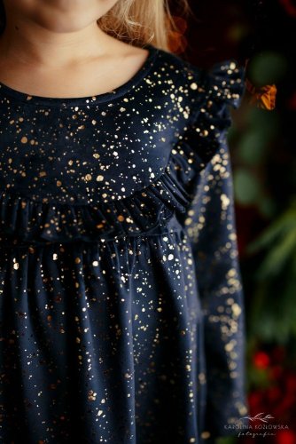 Elegantní šaty pro dívky s dlouhým rukávem a třpytivým potiskem