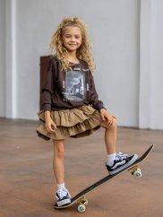 Stylová volánová sukně v karamelovém odstínu