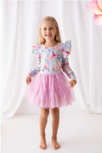 Romantická dívčí blůzka s květinovým potiskem a volánky