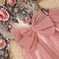 Slavnostní šaty pro holčičky – květinový vzor, tyl a mašle Slavnostní šaty pro holčičky – květinový vzor, tyl a mašle