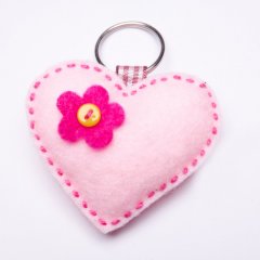 Klíčenka Pink Heart světlá - růžová kytička