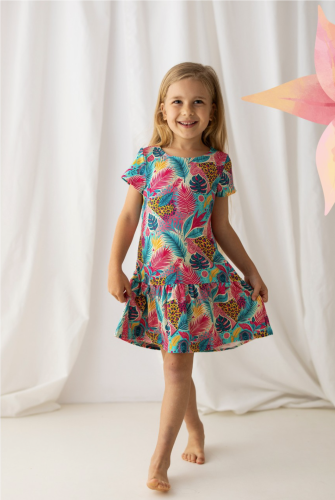 Dívčí šaty Nayla s barevným peřím - malvinka.cz