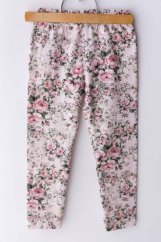 Zateplené legíny světle růžové s vzorem růžiček Lily Grey