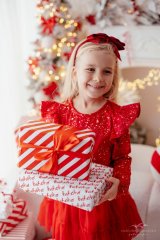 Vánoční blůzka s volánovými rameny