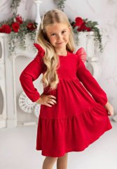Červené slavnostní šaty pro holčičky s volánky a tylovými detaily