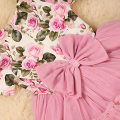 Šaty s růžovým dekorem a pohodlným zapínáním na zip