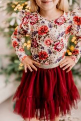 Dívčí květinová bluzka s dlouhým rukávem a volánky na ramenou/malvinka.cz