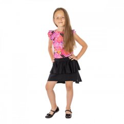 Dívčí letní triko s krátkým rukávem a motivem tukana a černou sukní